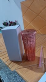 Studded Cup Tumbler Straw Lid - Plastic Double Walled Cold Cup for iced Coffee - Image 7