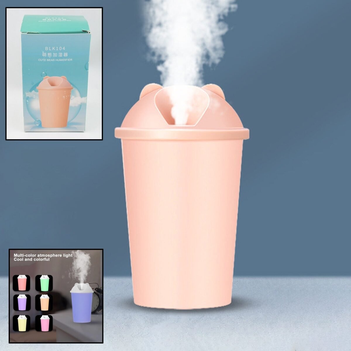 Cute Bear Shape USB Humidifiers Cup (1 Pc / Multicolor Light) - Image 1