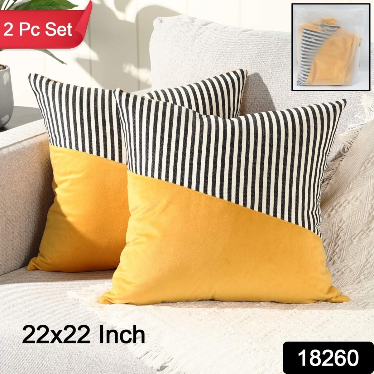 Decorative Pillow Covers Cushion Cases Soft Cotton (22 × 22 Inch / 1 Pair / 2 Pc) - Image 2