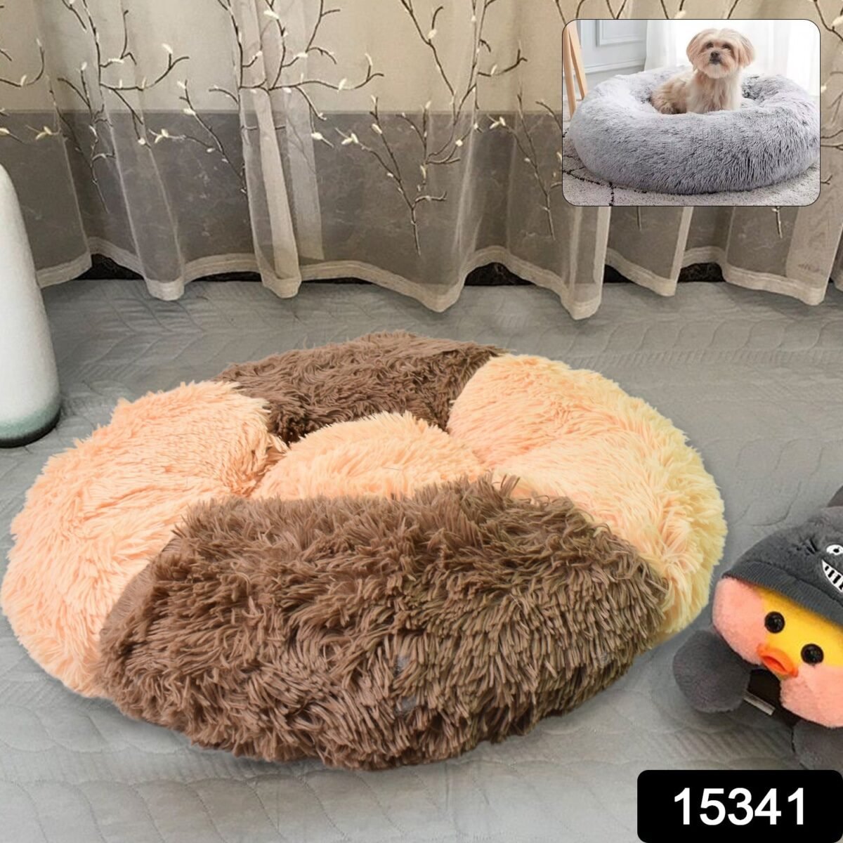 Dog Bed, Cat Bed,  Bottom Calming Donut Dog Bed (1 Pc) - Image 2
