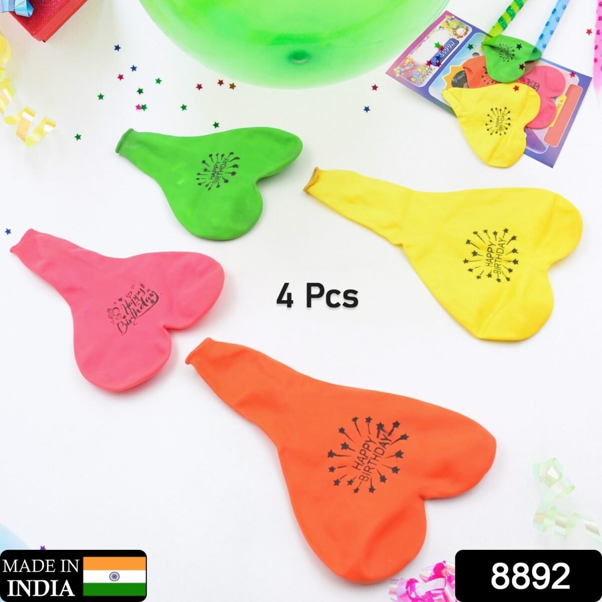 Heart shaped balloons Kinds of Rainbow Party Latex Balloons for Birthday / Anniversary / Valentine's / Wedding / Engagement Party Decoration Multicolor (4 Pcs Set) - Image 1