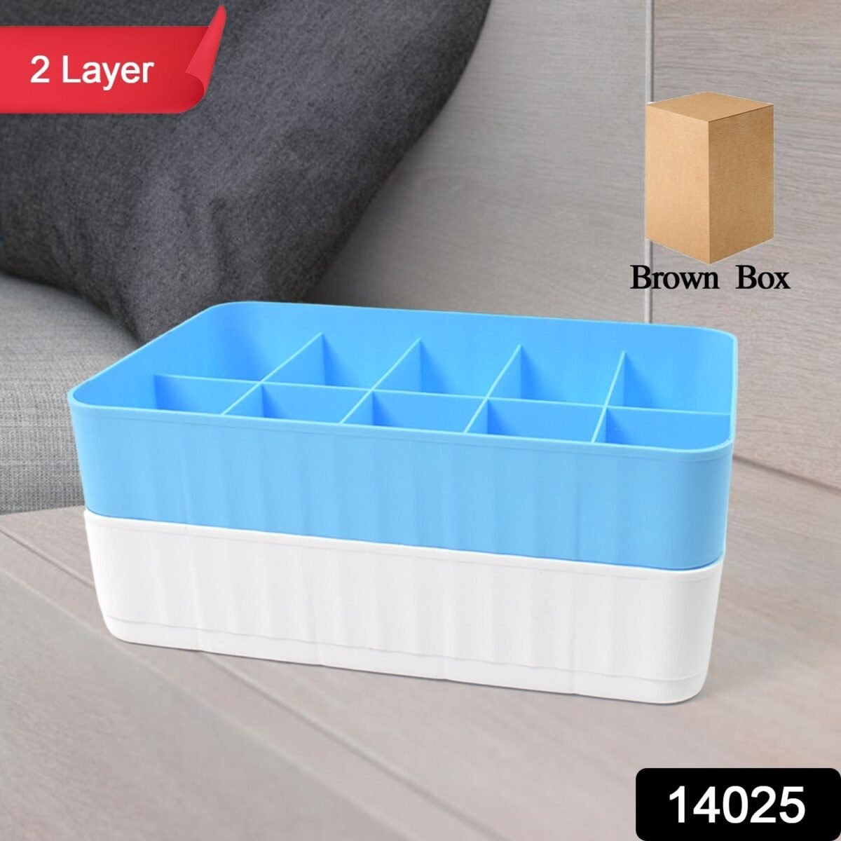 Multi-Function Desktop Drawer Storage Box 10 Grid Underwear Socks Box (2 Pc Set) - Image 2