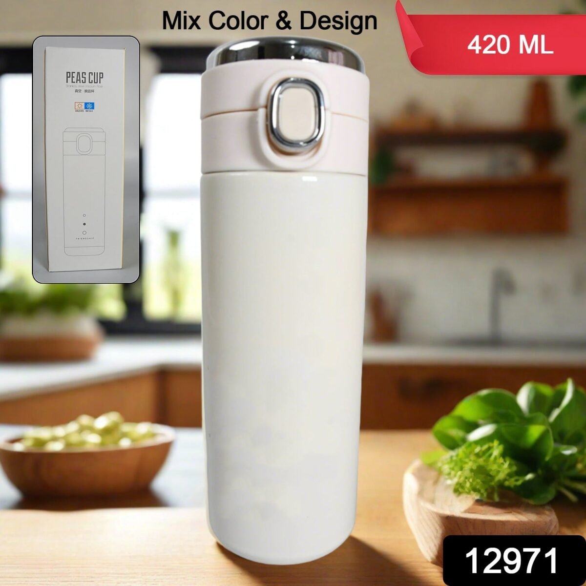 Smart Vacuum Insulated Water Bottle with LED Temperature Display, Cold & Hot | Leak Proof | Office Bottle | Gym | Home | Kitchen | Hiking | Trekking | Travel Bottle  (Mix Color & Design / 420 ML) - Image 3