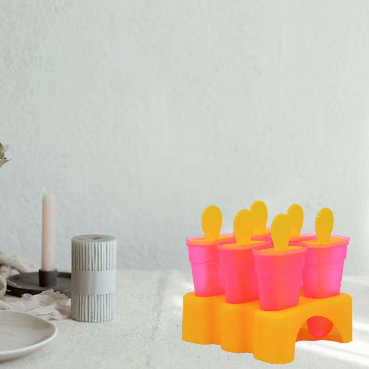 Kulfi Maker Moulds Set Plastic Homemade Kulfi Mould 6pcs Set For Freezer Use - Image 1