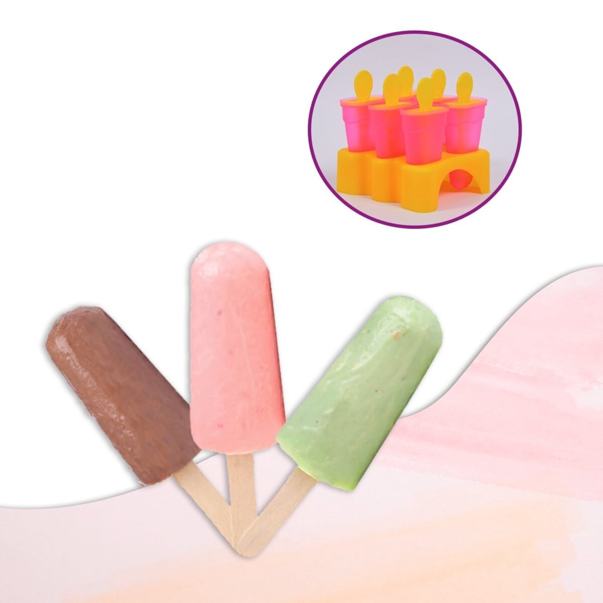 Kulfi Maker Moulds Set Plastic Homemade Kulfi Mould 6pcs Set For Freezer Use - Image 7