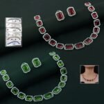 Diamond Necklace and Earrings Set (1 Set / Mix Color)