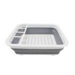 Collapsible Folding Silicone Dish Drying Drainer Rack with Spoon Fork Storage Holder - Image 4