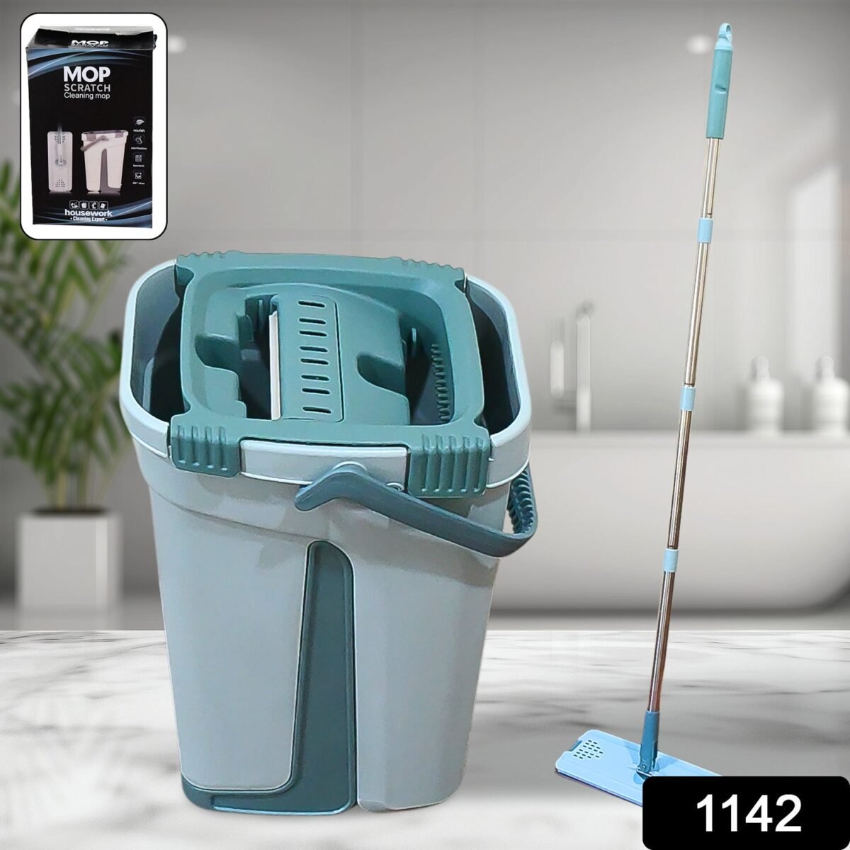 Scratch Cleaning Mop with 2 in 1 Self Clean Wash Dry Hands Free Flat Mop - Image 2