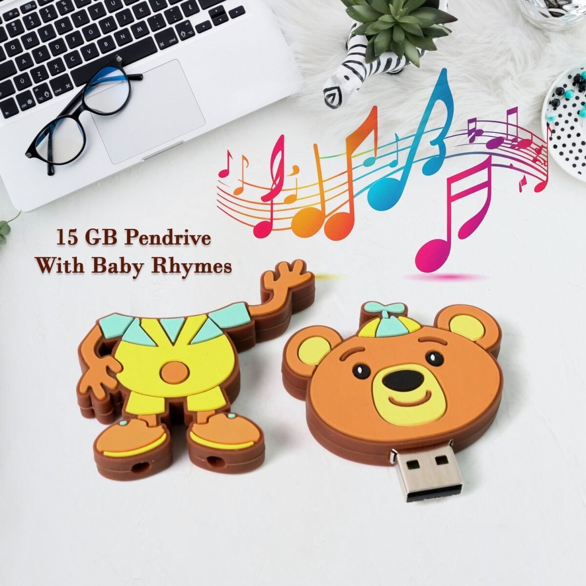 Portable Cartoon Shape Silicone USB Pen drive / Flash disk (15 GB With Baby Rhymes Song / 1 Pc) - Image 1