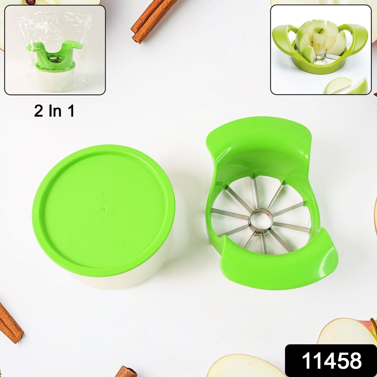 Apex Apple Cutter with Container – Unbreakable ABS Body & Stainless Steel Blades - Image 2