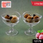 Glass Footed Dessert Bowl, Ice Cream Cup (2 Pcs Set) - Image 2