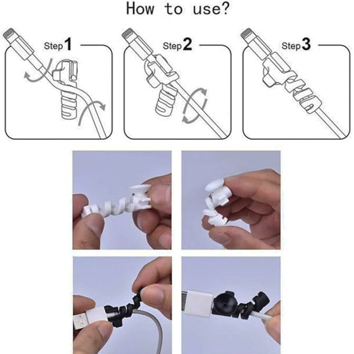 Cable Cord Protector Saver with Suction end (Suction Winder / 4 Pcs Set) - Image 4