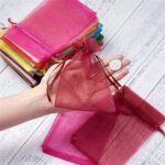 Organza Drawstring Gift Bags – Small Mesh Pouches for Wedding, Party & Festival Favors (50 Pcs Set)